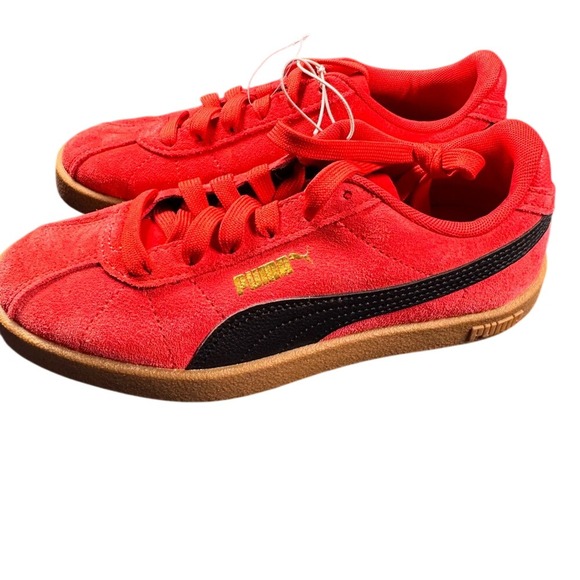 Puma Other - Puma Suede Classic Kids Sneakers Red Black Gum Youth Size 5.5 New